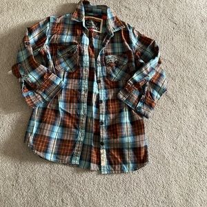 Super dry checkered Vintage cotton shirt with 3/4 button sleeve Size~S NWOT